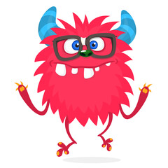 Happy cartoon monster. Halloween vector illustration of funny monster creature