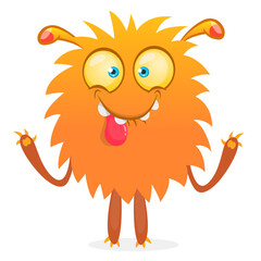 Happy cartoon monster. Halloween vector illustration of funny monster creature