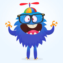 Happy cartoon monster. Halloween vector illustration of funny monster creature