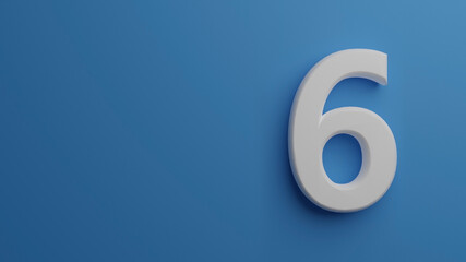 number six in blue background