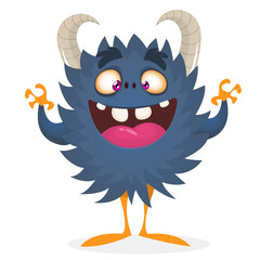 Happy cartoon monster. Halloween vector illustration of funny monster creature