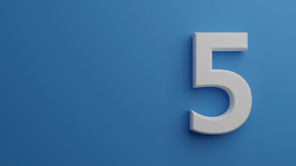 number five in blue background
