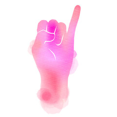 Hand making a promise silhouette plus abstract watercolor painted. Digital art painting.