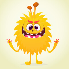 Happy cartoon monster. Halloween vector illustration of funny monster creature
