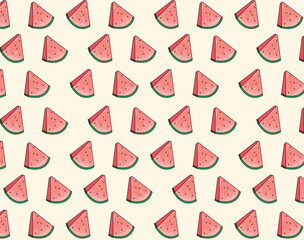 Watermelon Vector Illustration Seamless Pattern