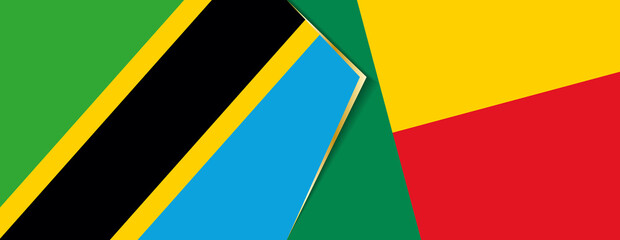 Tanzania and Benin flags, two vector flags.