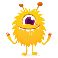 Happy cartoon monster. Halloween vector illustration of funny monster creature