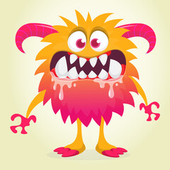 Fototapeta premium Happy cartoon monster. Halloween vector illustration of funny monster creature