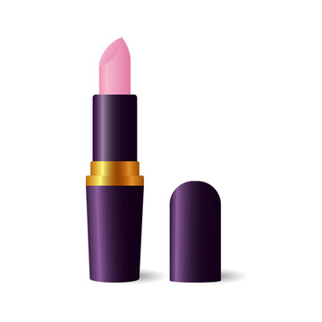 Realistic pink lipstick. Vector illustration on white background.