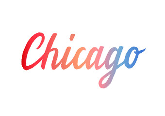 Chicago hand lettering with colorful background