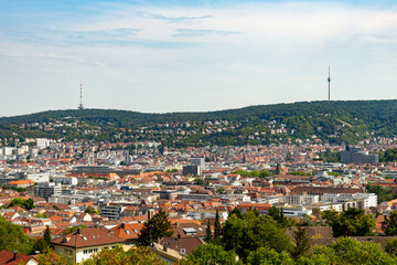 Fototapeta na wymiar city view stuttgart television tower panorama