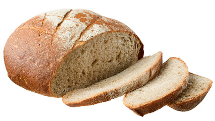 Fresh sliced brown grain rye bread isolated