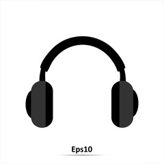 Headphones. Silhouette on a white background.