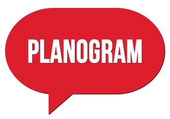 PLANOGRAM text written in a red speech bubble