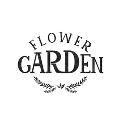 Flower Garden. Lettering in an ecological style