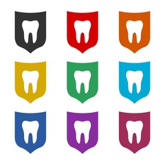 Dental protection icon isolated on white background color set