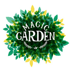 Magic Garden. Lettering in an ecological style