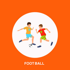 Fototapeta na wymiar Football with two players playing flat concept design
