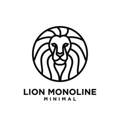 minimal monoline lion head vector logo design