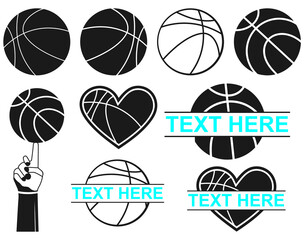 Basketball ball set collection. Vector symbols  and  icon design. Sport  basketball ball bundle concept.