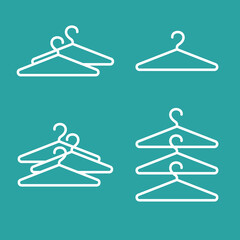 Clothes hangers simple icon set. Minimalistic logos. Isolated. Vector illustration