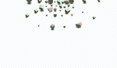 Soft Pink Rhombus Vector Transparent Background. Business Brick Brochure. Pink and Gray Cube Abstract Wallpaper. Style Polygon Paper.