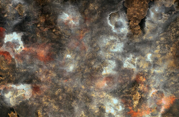 abstract watercolor gray and brown textural background with red paint spots, strokes