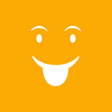Cute Social Media Face With Tongue Emoji On A Yellow Background. Royalty-free.