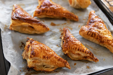 Homemade tuna puff pastry and sausage puff pastry just out of the oven.