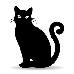 illustration of a black cat on a white background