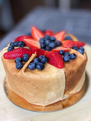 pancakes cake with berries