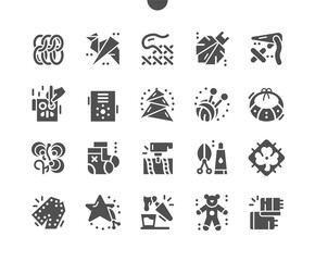 Digital crafts. Scissors and glue. Hobby, skill, handmade and creativity process. Origami, embroidery and sewing. Vector Solid Icons. Simple Pictogram