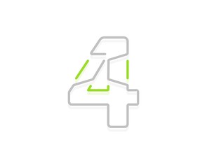 4 number ecology logo. Vector font for bio posters, spa emblem, vegan, herbal and botanical cards etc.