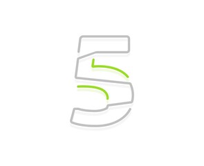 5 number ecology logo. Vector font for bio posters, spa emblem, vegan, herbal and botanical cards etc.