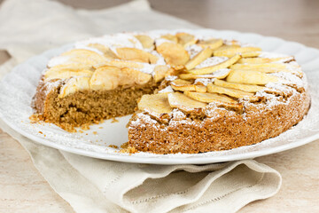 Apple pie without butter and eggs. Vegan recipe. Cake for breakfast