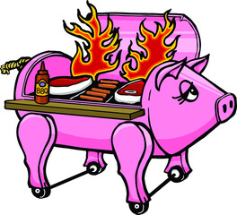 A smoker in the shape of a hog