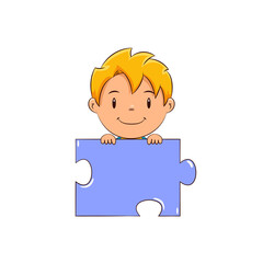 Kid holding puzzle piece