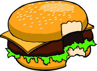 Cheeseburger with bite taken out of it