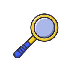 Hand magnifier, tool. Color vector illustration flat style, outline.