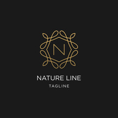 Nature logo. Floral logo. Flower icon. Floral emblem. Cosmetics, Spa, Beauty salon, Decoration, Boutique logo. Interior Icon. Resort and Restaurant Logo. Herbal, leaf, nature icon.