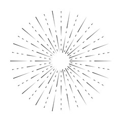 Obraz premium Sunburst line icon isolated on white background, summer web banner, retro circle design, vector illustration