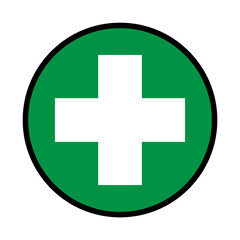 First aid sign, health cross medical symbol, medicine emergency illustration icon, safety design