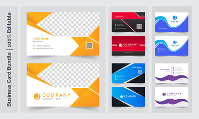 Modern business card template design. Business card with photo, business card photography, business card layout. photography business cards. Blue business card, Orange business card, Yellow business c