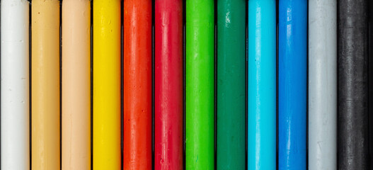 Multi-colored oil pastel crayons