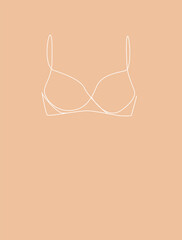 Lingerie. Bra. Illustration of lines on a light background