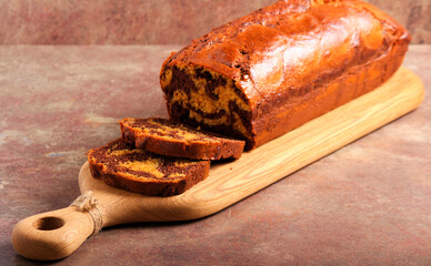Chocolate caramel marbled cake