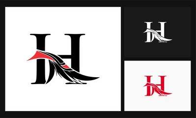 letter H feather concept culture design logo