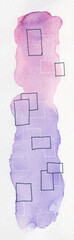 Handmade watercolor pink and violet bookmark with a geometric pattern