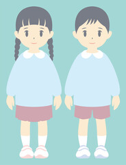 スモッグを着た幼稚園児