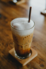 iced coffee with ice and cream